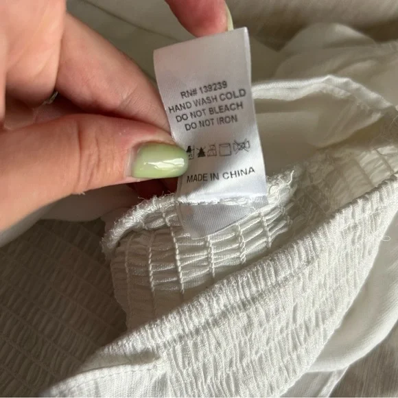 DO+BE White Ruffle Fair, Cottagecore, Boho, Coastal, Airy, Off Shoulder Crop Top - Picture 8 of 8